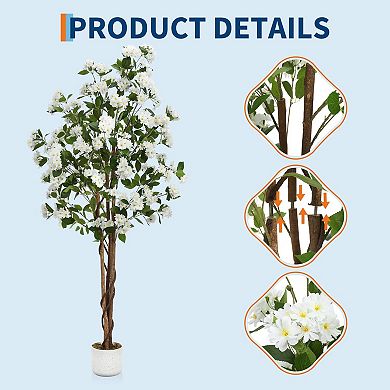 Artificial Osmanthus Tree in Pot with 252 Flowers, White