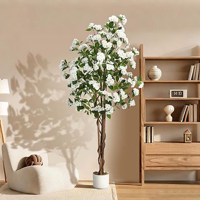 Artificial Osmanthus Tree in Pot with 252 Flowers, White