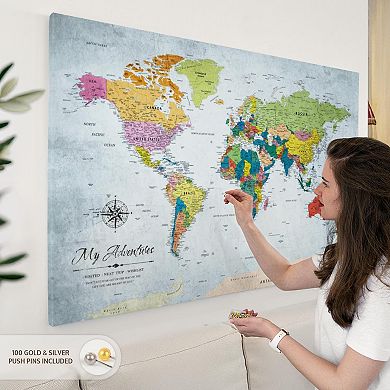 My Adventures Push Pin World Map IV