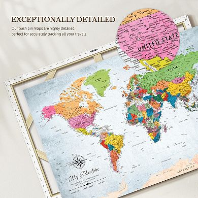 My Adventures Push Pin World Map IV