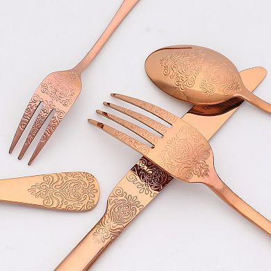 20 Piece Silverware Set, Stainless Steel with Texture Flatware Set for 4, Includes Knife, Fork,Spoon