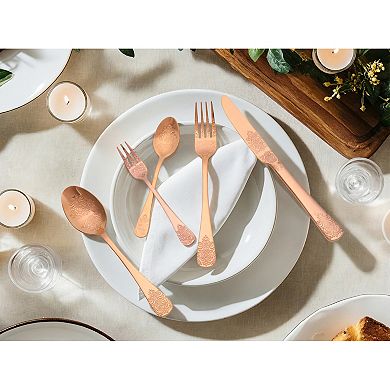 20 Piece Silverware Set, Stainless Steel with Texture Flatware Set for 4, Includes Knife, Fork,Spoon