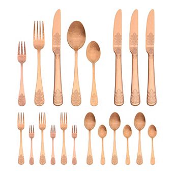 20 pc Silverware Set, Stainless Steel with Texture Flatware Set for 4, Includes Knife, Fork,Spoon