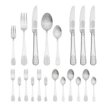20 pc Silverware Set, Stainless Steel with Texture Flatware Set for 4, Includes Knife, Fork,Spoon