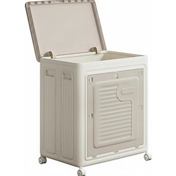 Rolling Laundry with Lid, Large Capacity Laundry Basket with Wheels, Foldable Clothes Storage Basket