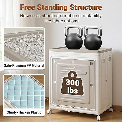 Rolling Laundry with Lid, Large Capacity Laundry Basket with Wheels, Foldable Clothes Storage Basket