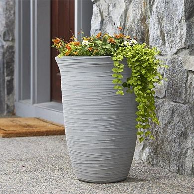 Resin Vase with Cement Finish for Indoor and Outdoor Decor