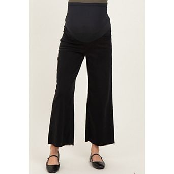 Maternity Raw Hem Crop Wide Leg Maternity Jeans
