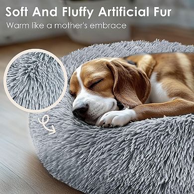 Round Fluffy Dog and Cat Bed