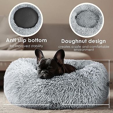 Round Fluffy Dog and Cat Bed
