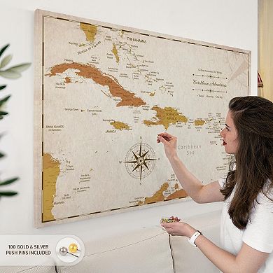 Moments Light Push Pin Caribbean Map