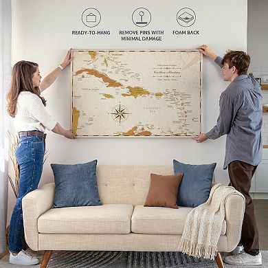 Moments Light Push Pin Caribbean Map