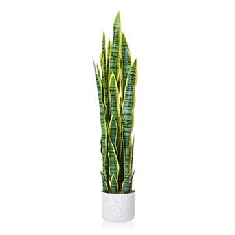 3FT Artificial Snake Plant in Pot, Large Potted Sansevieria, Green