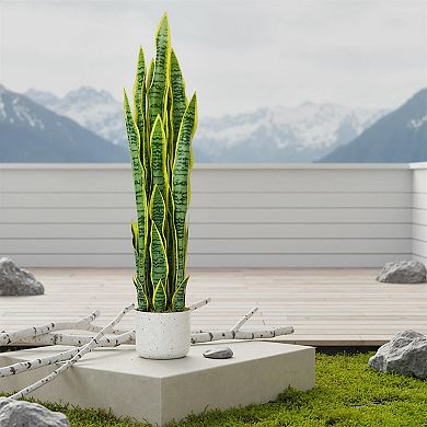 3FT Artificial Snake Plant in Pot, Large Potted Sansevieria, Green