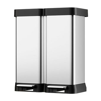 Dual Compartment Trash Can,Stainless Steel Step Trash Bin with Soft Close Lid,Bin Kitchen 2x30L