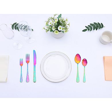 20 Piece Silverware Set, Stainless Steel Floral Flatware Set for 4, Includes Knife, Fork, Spoon