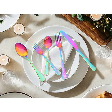 20 Piece Silverware Set, Stainless Steel Floral Flatware Set for 4, Includes Knife, Fork, Spoon