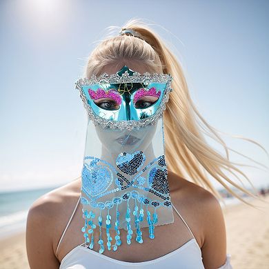 Veiled Half Face Party Mask 1 Pc