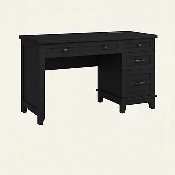 Farmhouse Office Desk with Charging Station & File Drawer