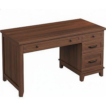 Farmhouse Office Desk with Charging Station & File Drawer