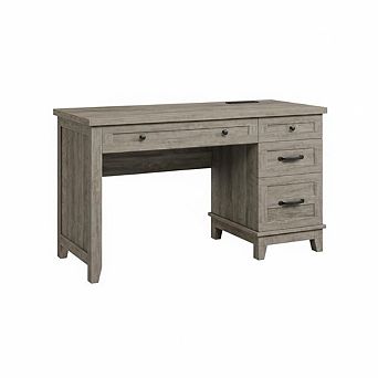 Farmhouse Office Desk with Charging Station & File Drawer