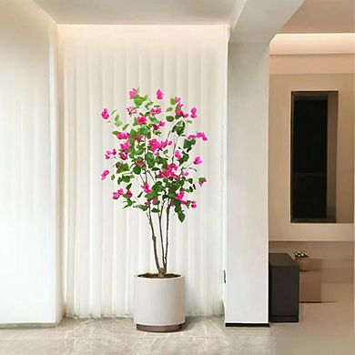 4.9FT Artificial Bougainvillea Tree in Pot with Azalea Flowers, Rose Red