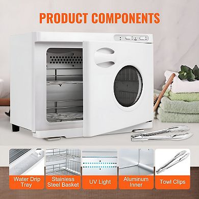 Hot Towel Warmer Cabinet 23L Countertop Towel Heater with UV Light - White