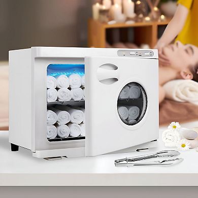 Hot Towel Warmer Cabinet 23L Countertop Towel Heater with UV Light - White