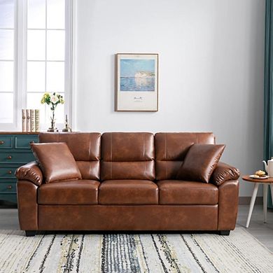 Faux Leather Mid-Century Elegant Sofa