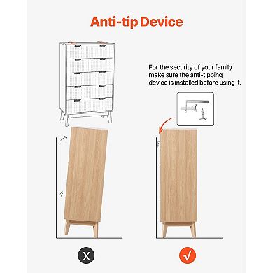 Stylish Wavy Front Dresser with Metal Handles and Multi-Functional Storage - Natural