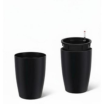 Set of 2 Tall Planters for Outdoor Plants,with Water Level Monitor ＆ Inner Bucket,Automatic Watering