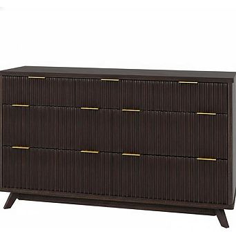 Modern Fluted Dresser with 7 Drawers, 54" Wide Mid-Century Storage Cabinet with Tabletop