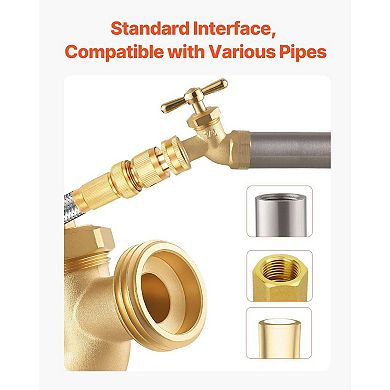 Versatile Garden Hose Bib with Brass Body, Zinc Handle, and Easy Installation - Golden
