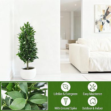 3FT Artificial Bay Laurel Tree in Planter, UV-Resistant, Green