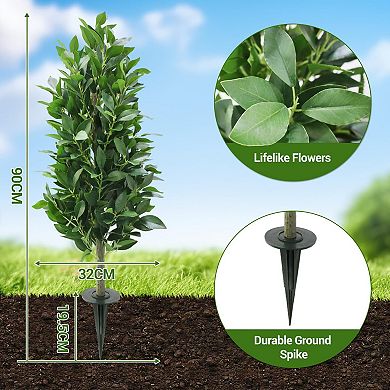 3FT Artificial Bay Laurel Tree in Planter, UV-Resistant, Green