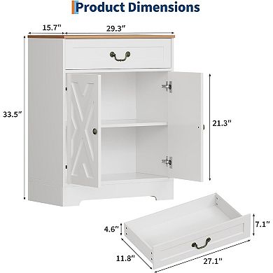 Farmhouse Coffee Bar Cabinet with with 2 Doors & Drawer Freestanding Storage for Kitchen, Pantry