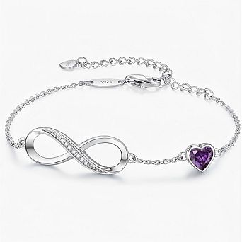 Infinite Heart Birthstone Link Bracelet