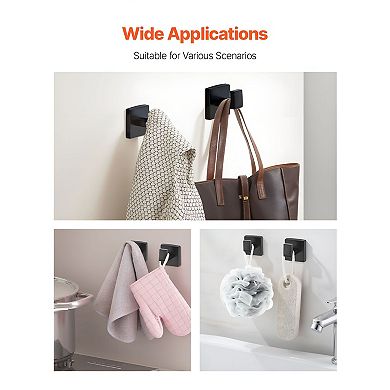 Wall-Mount Bathroom Accessories Set Matte Black with Towel Bar and Hooks