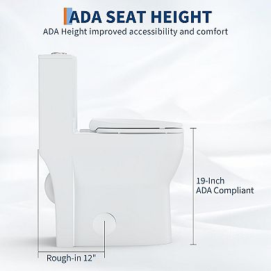One-Piece Toilet Elongated,Ceramic Toilet with PP Toilet Cover,Durable, Efficient Flushing System