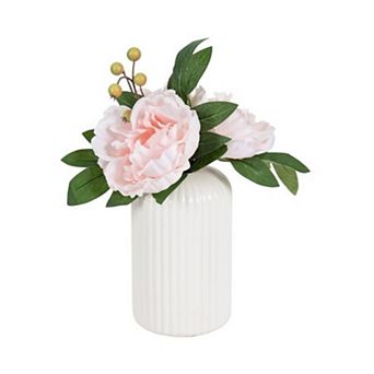 Artificial Peony Floral Arrangement with Vase
