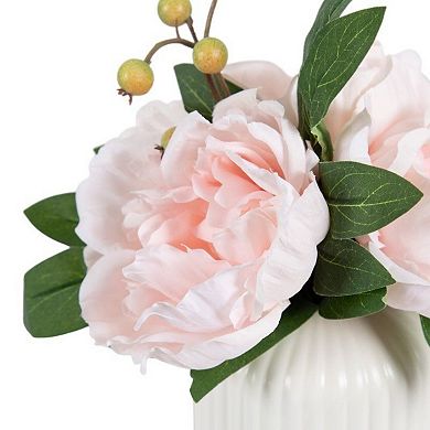 Artificial Peony Floral Arrangement with Vase