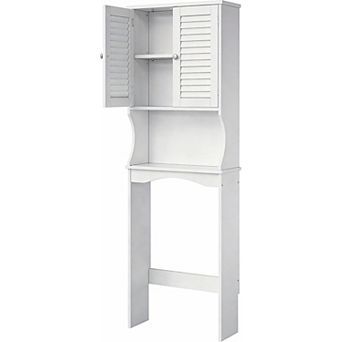 Over The Toilet Storage Cabinet with Adjustable Shelf and Louvered Doors