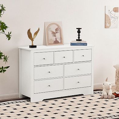 Multi-Functional Dresser with Smooth Slide Drawers and Top Surface - White