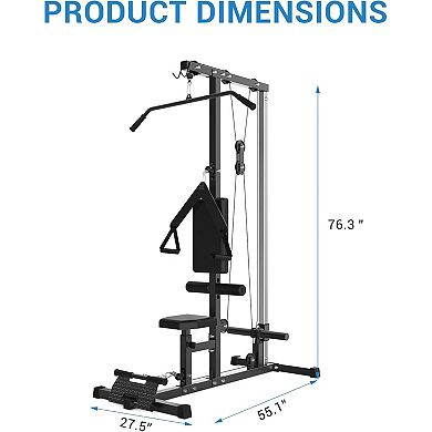 LAT Pull Down Machine with High and Low Pulley Station,with Adjustable Legs Support