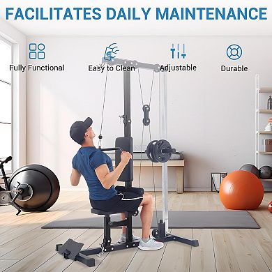 LAT Pull Down Machine with High and Low Pulley Station,with Adjustable Legs Support