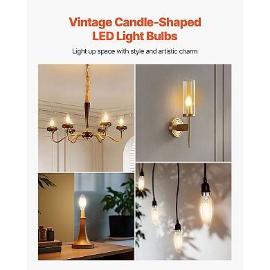 12-Pack LED Candle Bulbs Dimmable Warm White Clear Glass for Chandeliers