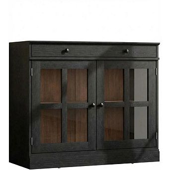 Modern Buffet Sideboard with 2 Glass Doors, Buffet Cabinet with Adjustable Shelf & Large Drawer