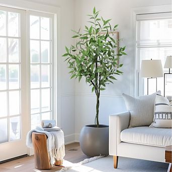 6FT Artificial Eucalyptus Tree in Pot, Modern Fake Plant, Green