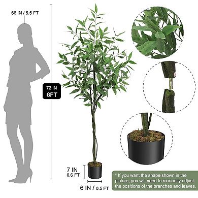 6FT Artificial Eucalyptus Tree in Pot, Modern Fake Plant, Green
