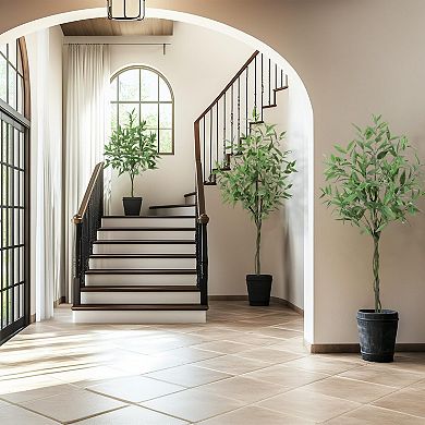 6FT Artificial Eucalyptus Tree in Pot, Modern Fake Plant, Green